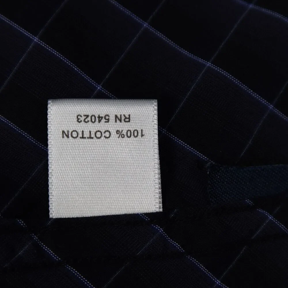 Banana Republic Dress Shirt Men's Size Large French Cuffs Black with Blue Check